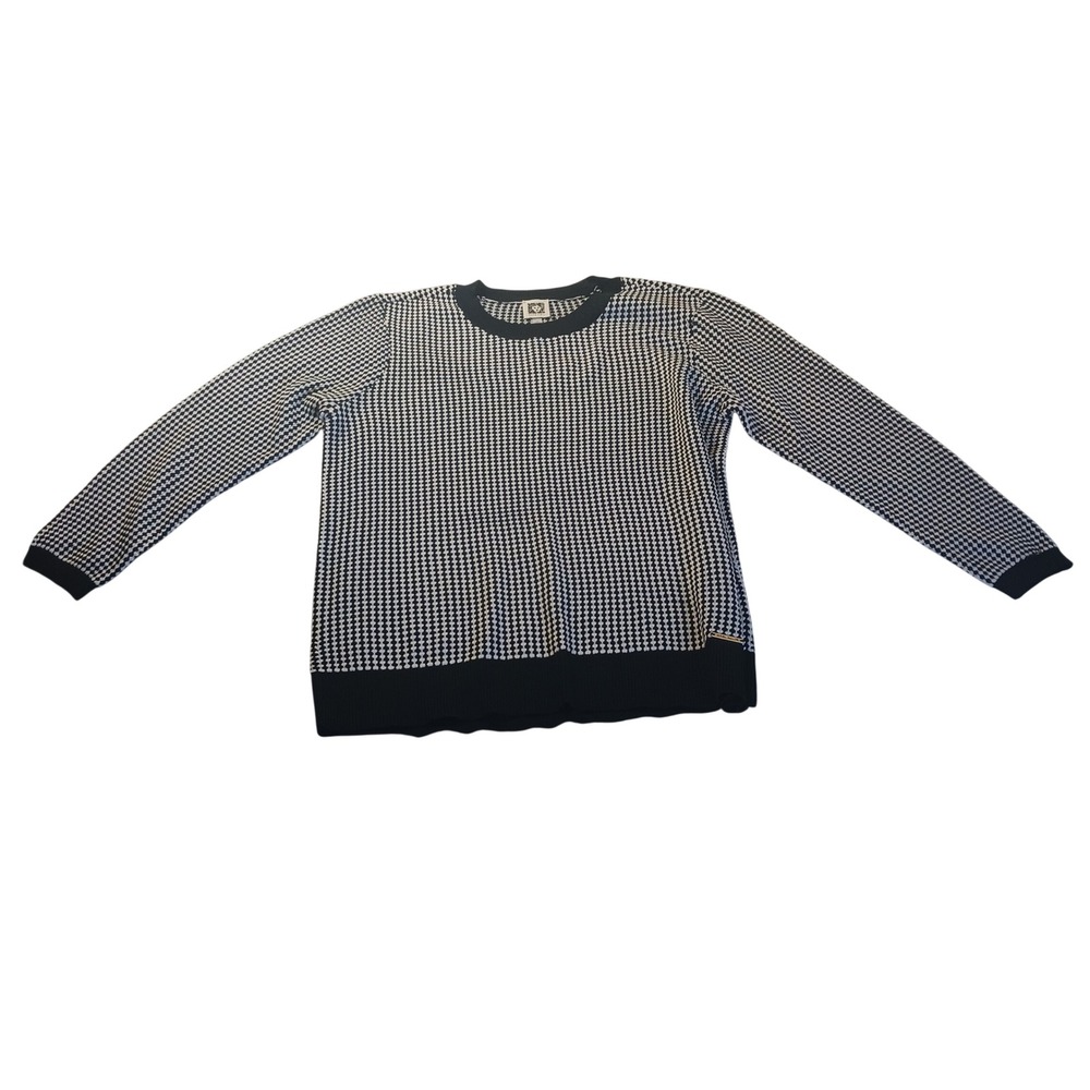 Anne Klein E03MPR3R788M Womens M Geometric Knit Sweater Top Houndstooth NWT‎